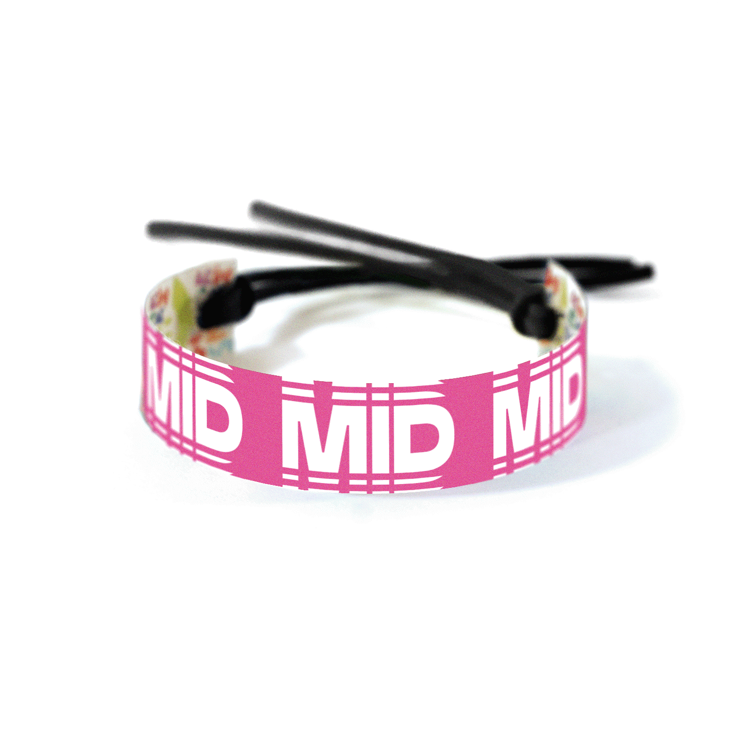 Bright pink background with “MID” in bold white text, echo effect above and below.