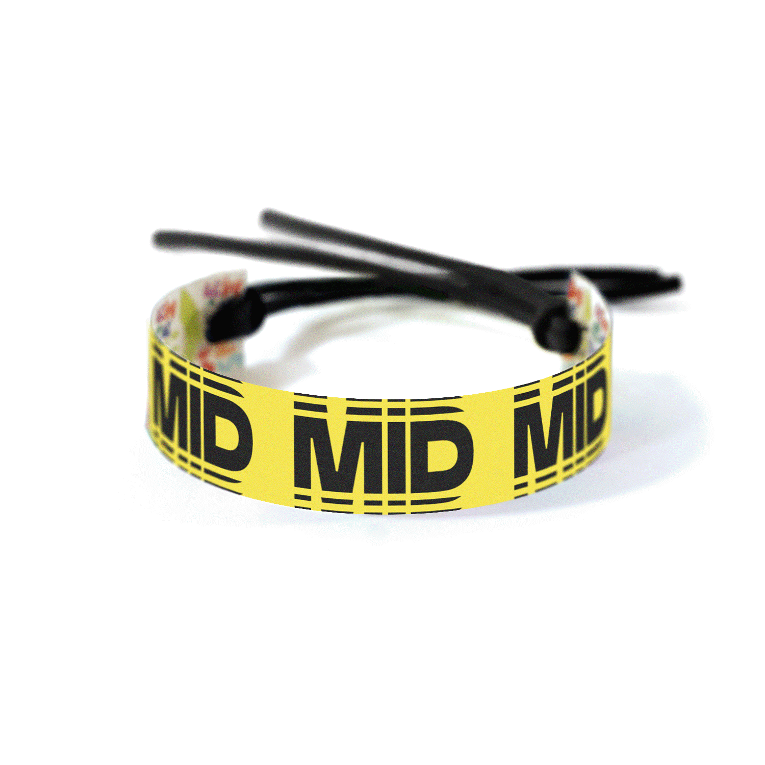 Bright yellow background with “MID” in bold black text, echo effect above and below.