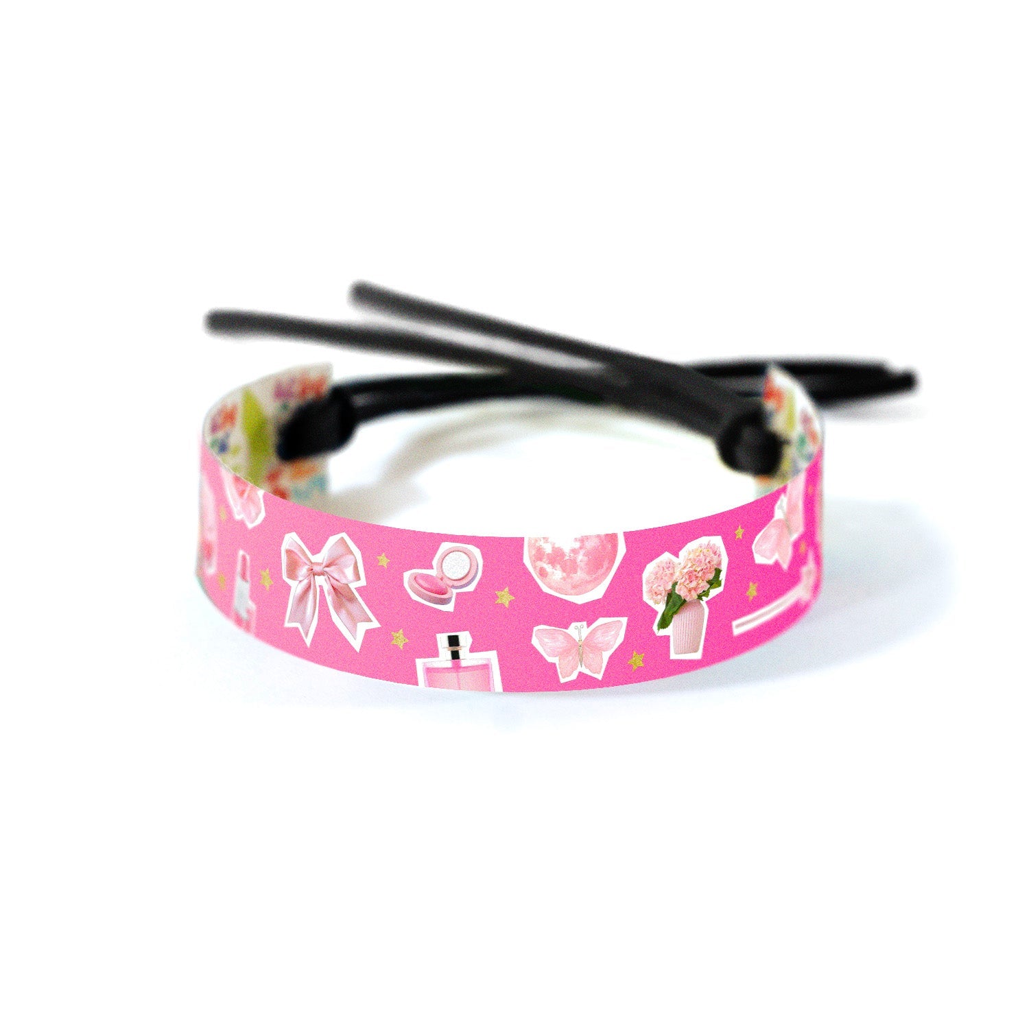 Soft pink band with delicate sparkles and gentle feminine designs, creating a calm and graceful aesthetic.