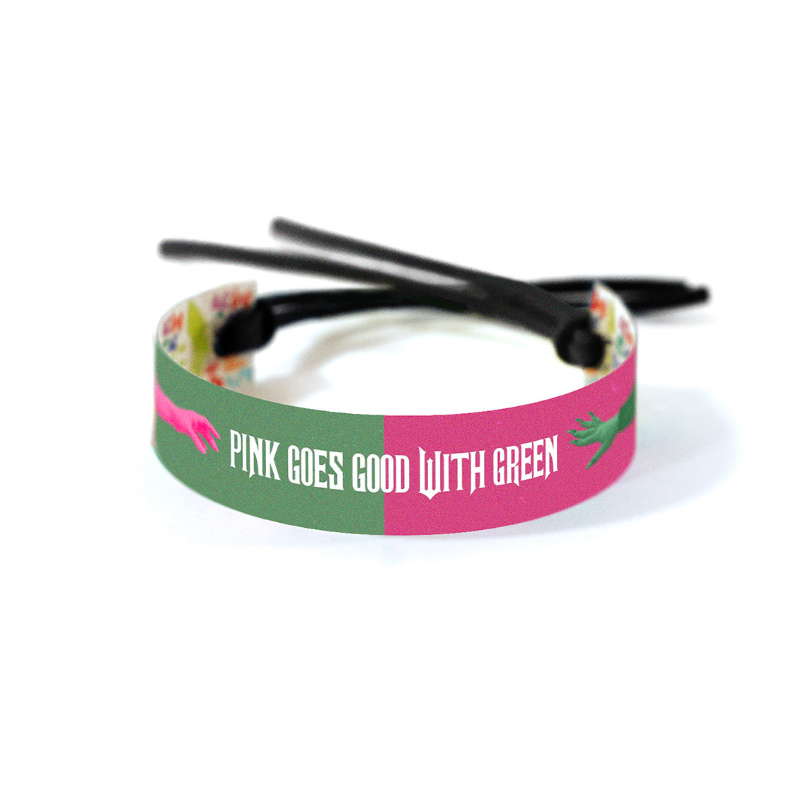 Vibrant band featuring bold pink and green hues, designed to highlight the beauty of complementary contrasting colors.